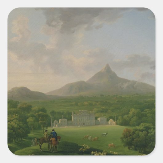 Uitzicht van Powerscourt, County Wicklow, c.1760-2 Vierkante Sticker (Voorkant)