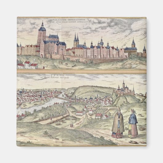 Uitzicht van Praag met (boven) het keizerpaleis Magneet (Voorkant)