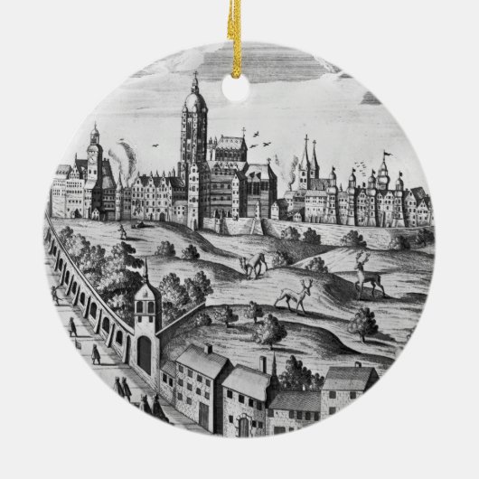 Uitzicht van Praag met het Imperial Palace en het Keramisch Ornament (Achterkant)