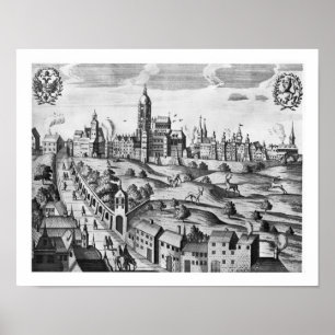 Uitzicht van Praag met het Imperial Palace en het Poster