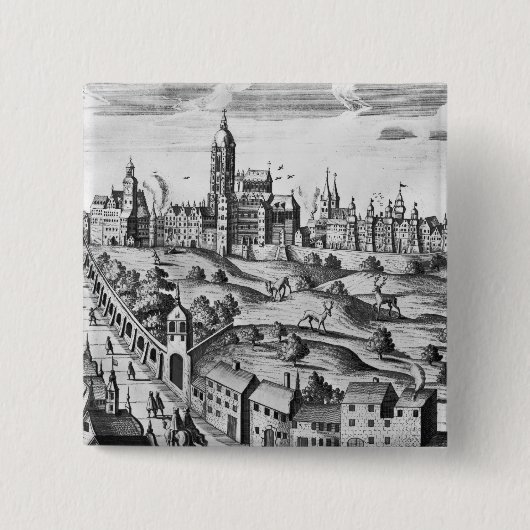 Uitzicht van Praag met het Imperial Palace en het Vierkante Button 5,1 Cm (Voorkant)