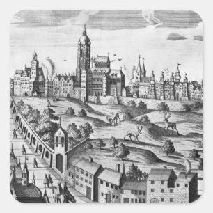 Uitzicht van Praag met het Imperial Palace en het Vierkante Sticker