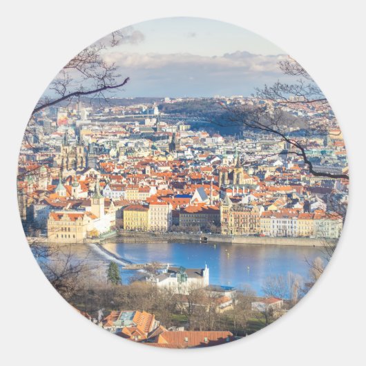 Uitzicht van Praag Ronde Sticker (Voorkant)