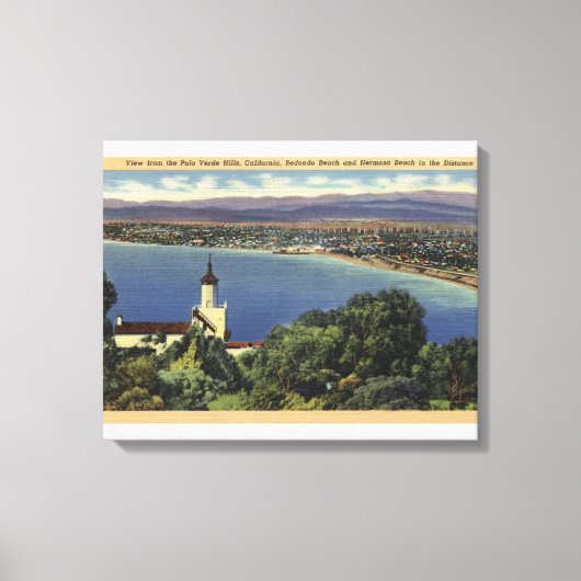 Uitzicht van Redondo- en Hermosa-stranden Canvas Afdruk (Voorkant)