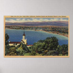 Uitzicht van Redondo & Hermosa Beaches, Californië Poster