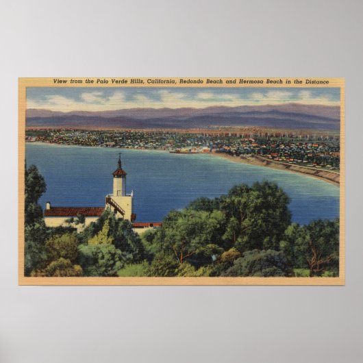 Uitzicht van Redondo & Hermosa Beaches, Californië Poster (Voorkant)
