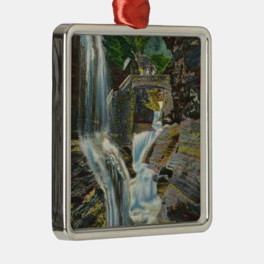 Uitzicht van regenboogHerfsten en brug Metalen Ornament (Rechts)