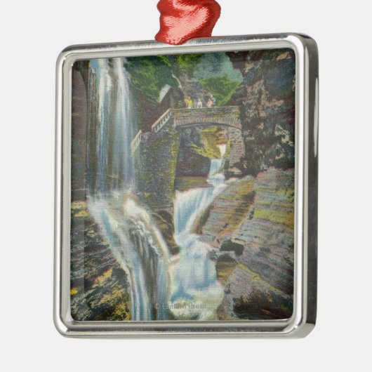 Uitzicht van regenboogHerfsten en brug Metalen Ornament (Links)