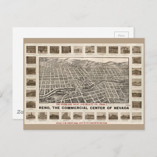 Uitzicht van Reno, Nevada (1907) Briefkaart (Voorkant / Achterkant)