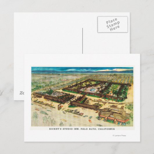 Uitzicht van Rickey's Studio Inn vanuit de lucht Briefkaart (Voorkant / Achterkant)