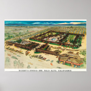Uitzicht van Rickey's Studio Inn vanuit de lucht Poster