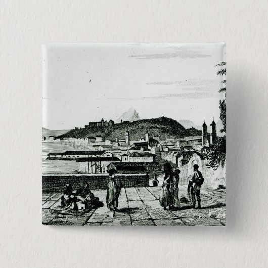 Uitzicht van Rio de Janeiro uit de kerk Vierkante Button 5,1 Cm (Voorkant)