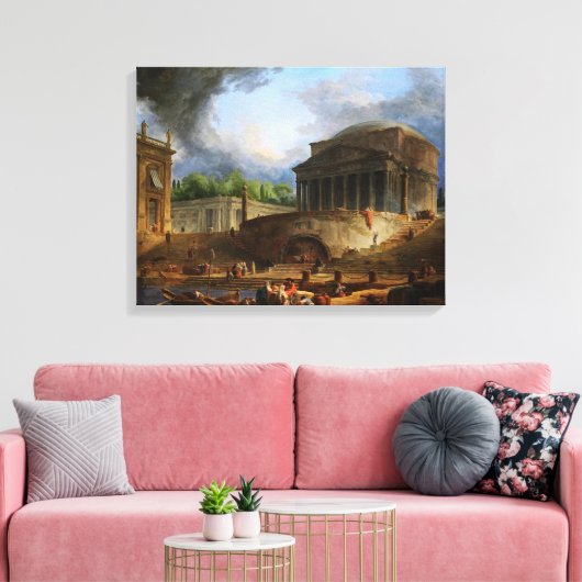 Uitzicht van Ripetta door Hubert Robert Canvas Afdruk (Insitu (Woonkamer))