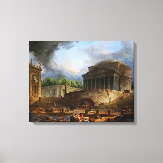 Uitzicht van Ripetta door Hubert Robert Canvas Afdruk (Voorkant)
