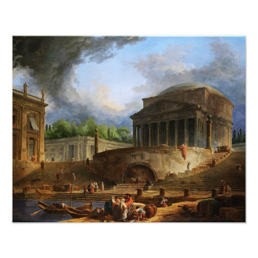 Uitzicht van Ripetta door Hubert Robert Foto Afdruk (Voorkant)