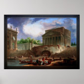 Uitzicht van Ripetta door Hubert Robert Poster (Voorkant)