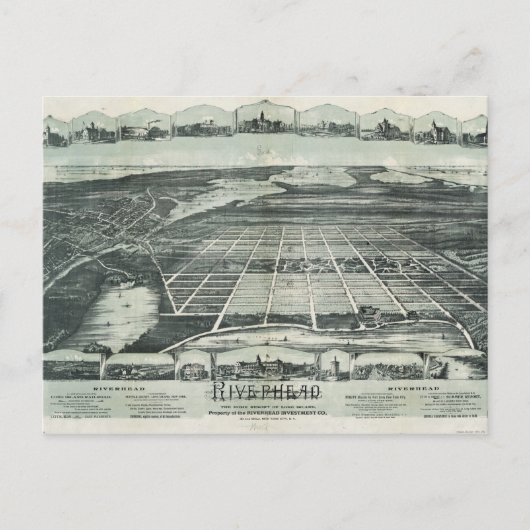 Uitzicht van Riverhead, New York (1890) Briefkaart (Voorkant)