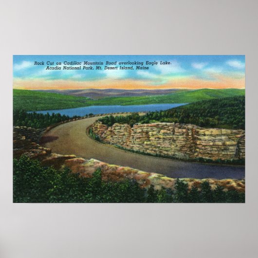 Uitzicht van Rock Cut op Cadillac Mt Viewing Eagle Poster (Voorkant)