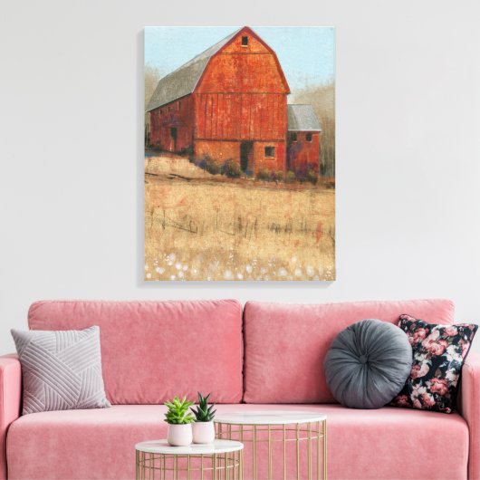 Uitzicht van rode Barn Canvas Afdruk (Insitu (Woonkamer))