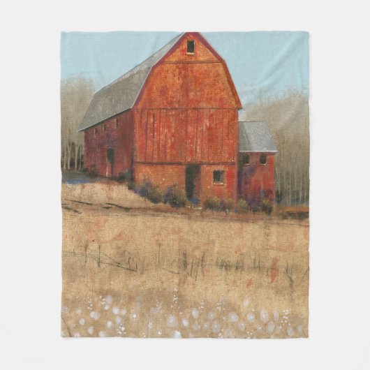 Uitzicht van rode Barn Fleece Deken (Voorkant)