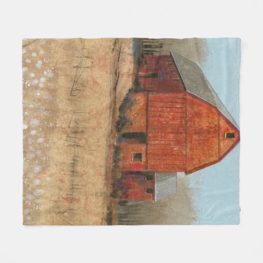 Uitzicht van rode Barn Fleece Deken (Voorkant (Horizontaal))