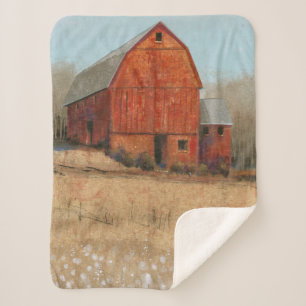 Uitzicht van rode Barn Sherpa Deken