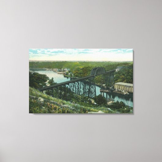 Uitzicht van Rondout Creek en Wilbur Bridge Canvas Afdruk (Voorkant)