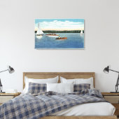 Uitzicht van Sail en motorboten op het meer van Ow Canvas Afdruk (Insitu (Slaapkamer))
