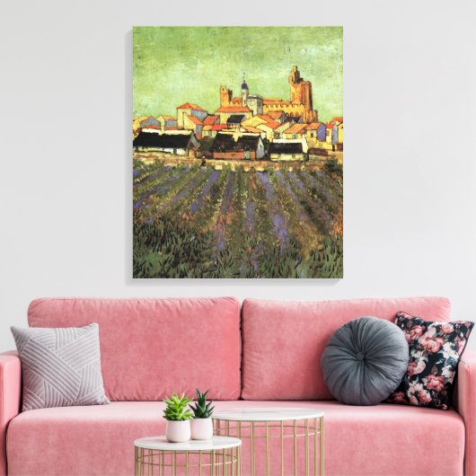 Uitzicht van Saintes Maries door Vincent van Gogh Canvas Afdruk (Insitu (Woonkamer))