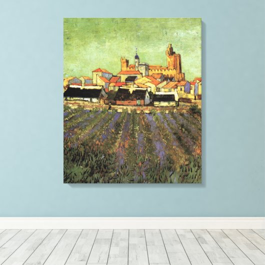 Uitzicht van Saintes Maries door Vincent van Gogh Canvas Afdruk (Insitu (Houten vloer))