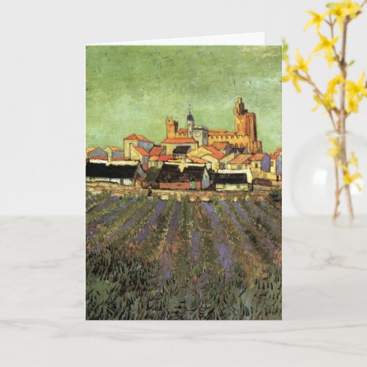 Uitzicht van Saintes Maries door Vincent van Gogh Kaart (Gele Bloem)