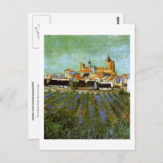 Uitzicht van Saintes-Maries (F416) Van Gogh Fine A Briefkaart (Voorkant / Achterkant)