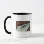 Uitzicht van Salmon Jumping Punch Bowl Herfsten Mok (Links)