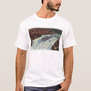 Uitzicht van Salmon Jumping Punch Bowl Herfsten T-shirt