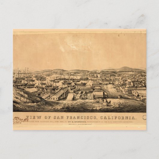 Uitzicht van San Francisco, Californië (1850) Briefkaart (Voorkant)