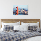 Uitzicht van San Francisco door Golden Gate Bridge Canvas Afdruk (Insitu (Slaapkamer))