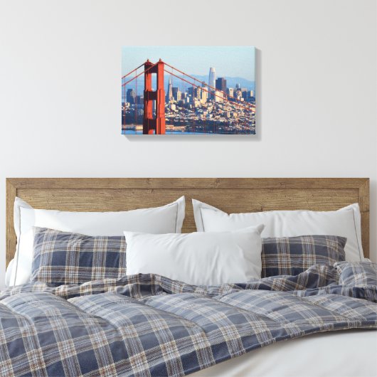 Uitzicht van San Francisco door Golden Gate Bridge Canvas Afdruk (Insitu (Slaapkamer))