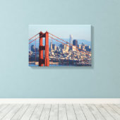 Uitzicht van San Francisco door Golden Gate Bridge Canvas Afdruk (Insitu (Houten vloer))