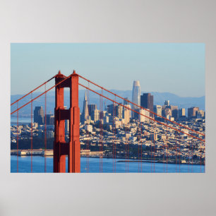 Uitzicht van San Francisco door Golden Gate Bridge Poster