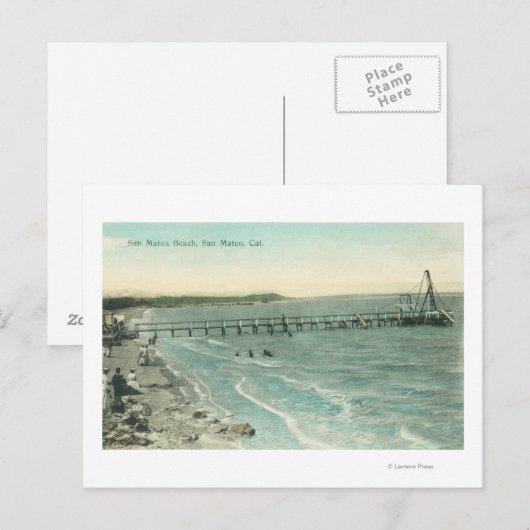Uitzicht van San Mateo Beach en Pier Briefkaart (Voorkant / Achterkant)