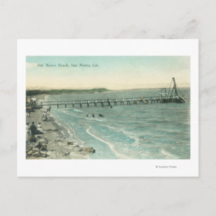 Uitzicht van San Mateo Beach en Pier Briefkaart