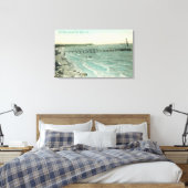Uitzicht van San Mateo Beach en Pier Canvas Afdruk (Insitu (Slaapkamer))