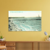 Uitzicht van San Mateo Beach en Pier Canvas Afdruk (Insitu (Woonkamer))