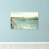 Uitzicht van San Mateo Beach en Pier Canvas Afdruk (Insitu (Houten vloer))