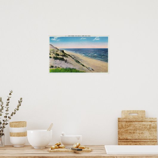 Uitzicht van Sand Dunes en het strand Poster (Keuken)