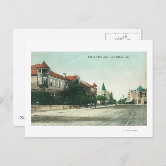 Uitzicht van Santa Cruz AvenueLos Gatos, CA Briefkaart (Voorkant / Achterkant)