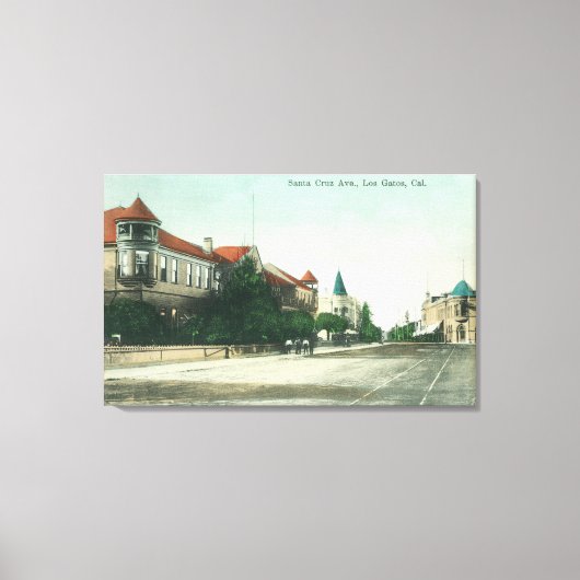 Uitzicht van Santa Cruz AvenueLos Gatos, CA Canvas Afdruk (Voorkant)