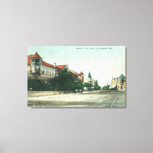 Uitzicht van Santa Cruz AvenueLos Gatos, CA Canvas Afdruk
