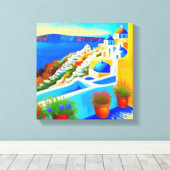Uitzicht van Santorini Canvas Afdruk (Insitu (Houten vloer))