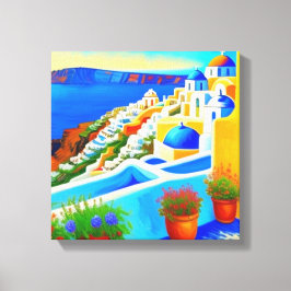 Uitzicht van Santorini Canvas Afdruk